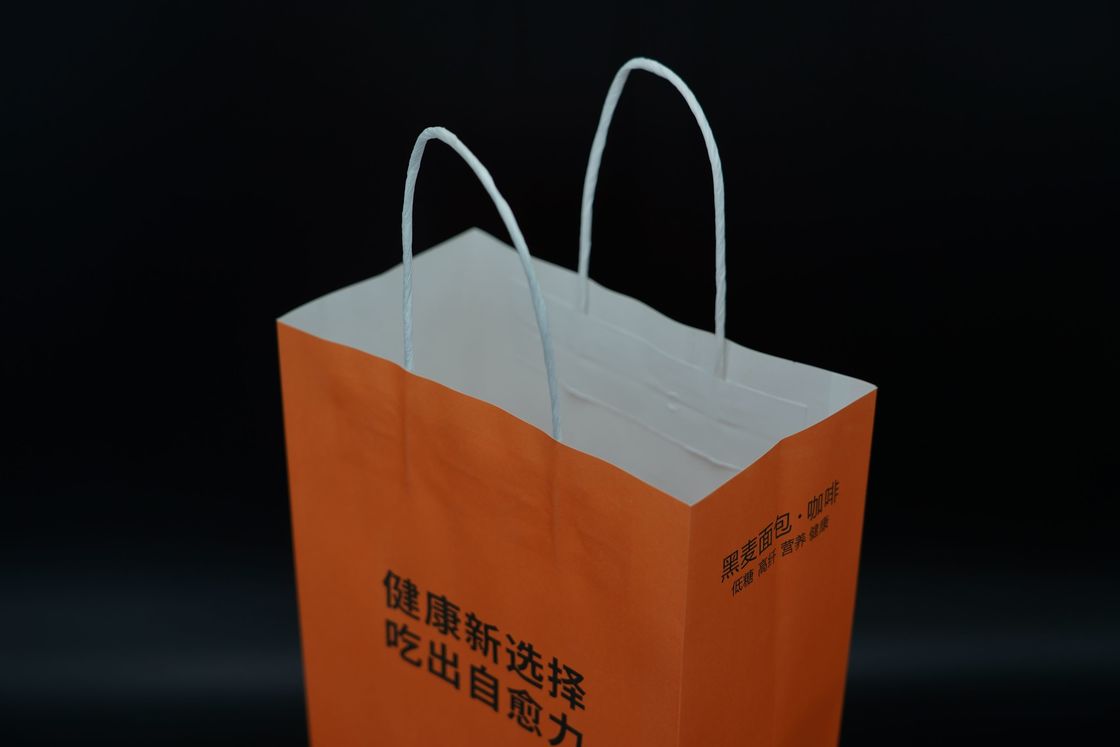 OEM / ODM Custom Printed Recycled Kraft Paper Bags With Green Twisted Handles
