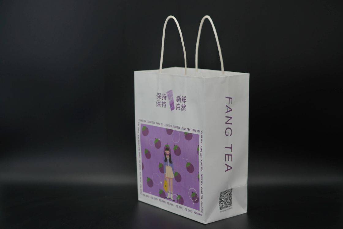 Takeaway Eco Friendly Paper Bags Printing Kraft White Cardboard Paper Bag